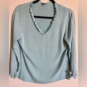 Ann Taylor Ruffle Knit Top – Seafoam Green – Size XL